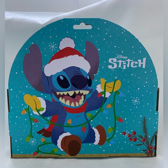 Disney Stitch 5pc Christmas Holiday Kids Melamine Dinnerware Set NEW - Picture 2 of 3